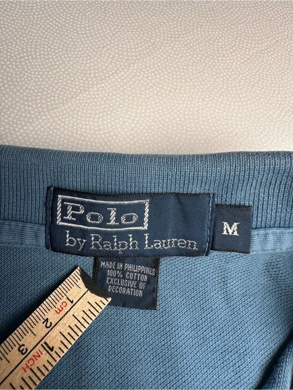 Vtg Polo Ralph Lauren Men M Blue Short Sleeve Polo Shirt Orange Pony 100% Cotton